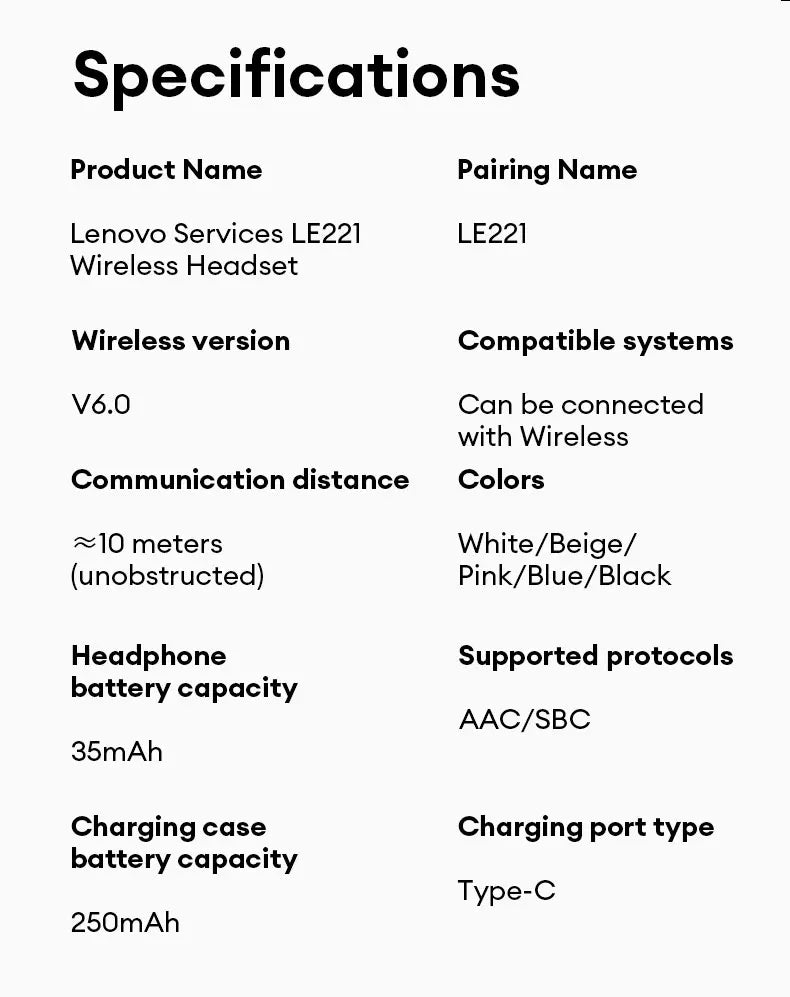 Choice Lenovo Gaming Earphones Wireless Bluetooth 6.0 Headphones Leather Texture Business Headset HD Calling ANC Noise LE221