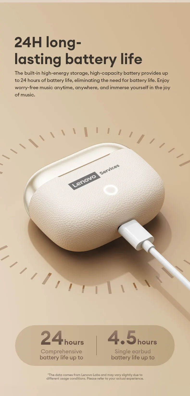 Choice Lenovo Gaming Earphones Wireless Bluetooth 6.0 Headphones Leather Texture Business Headset HD Calling ANC Noise LE221