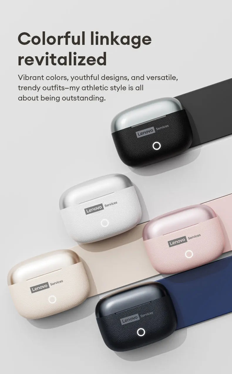 Choice Lenovo Gaming Earphones Wireless Bluetooth 6.0 Headphones Leather Texture Business Headset HD Calling ANC Noise LE221