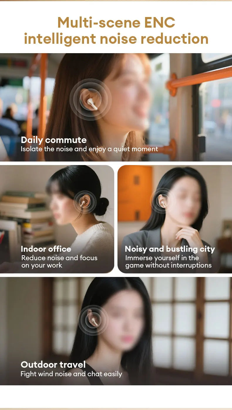 Choice Lenovo Gaming Earphones Wireless Bluetooth 6.0 Headphones Leather Texture Business Headset HD Calling ANC Noise LE221