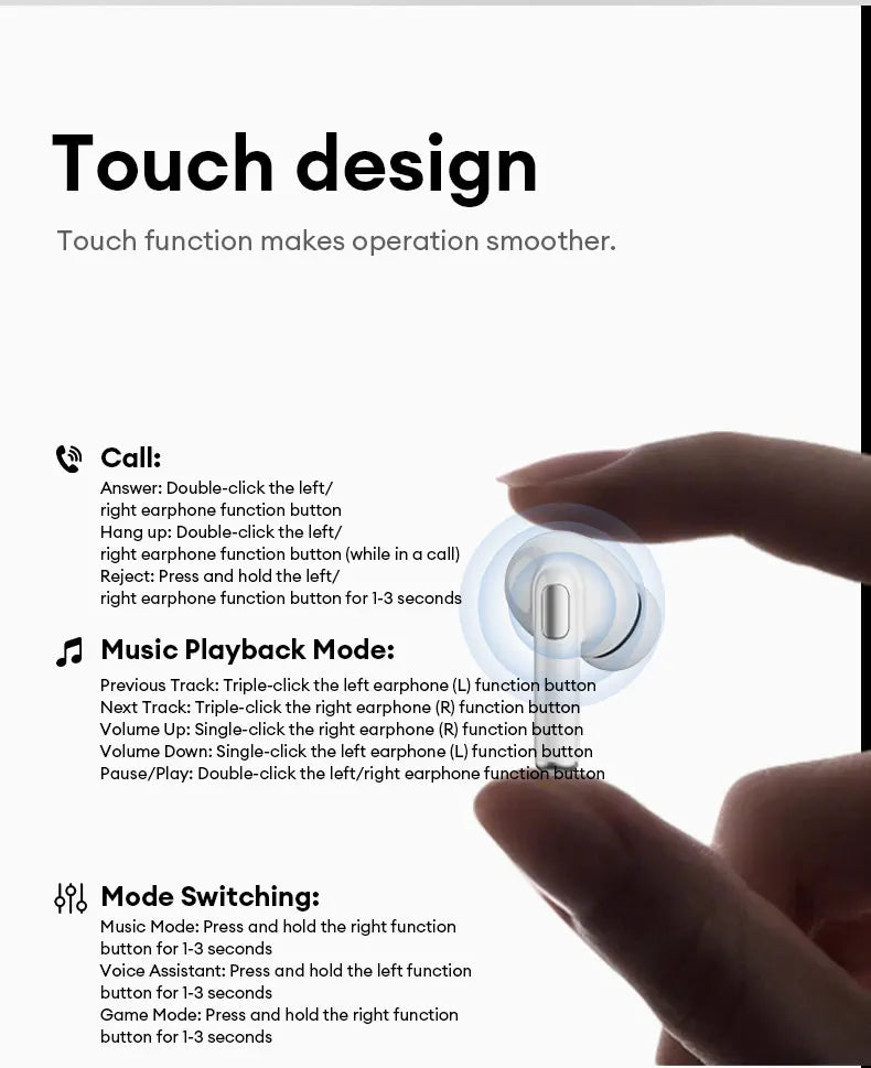 Choice Lenovo Gaming Earphones Wireless Bluetooth 6.0 Headphones Leather Texture Business Headset HD Calling ANC Noise LE221