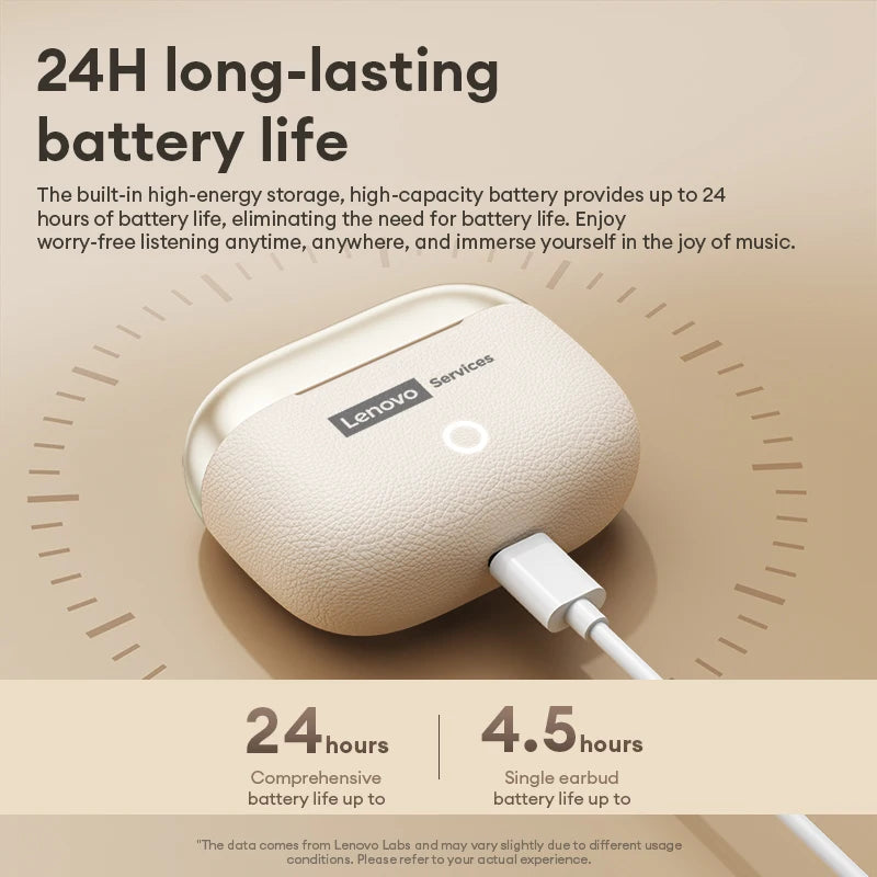 Choice Lenovo Gaming Earphones Wireless Bluetooth 6.0 Headphones Leather Texture Business Headset HD Calling ANC Noise LE221